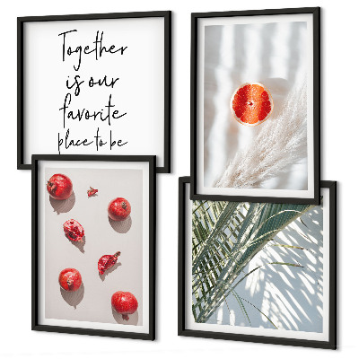 Mur de tableaux Inscription sur les fruits de palmiers de noël