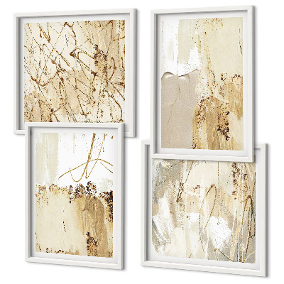 Polyptyque z cadres Motifs abstraits beige blanc
