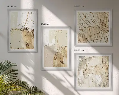 Polyptyque 2 cadres motifs abstraits beige et blanc