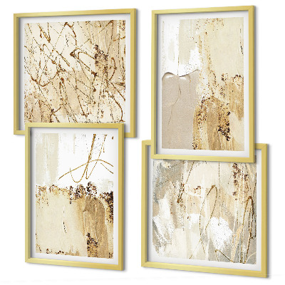 Polyptyque z cadres Motifs abstraits beige blanc