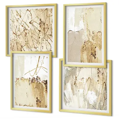 Polyptyque 2 cadres motifs abstraits beige et blanc