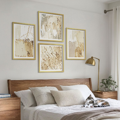 Polyptyque z cadres Motifs abstraits beige blanc