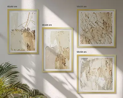 Polyptyque 2 cadres motifs abstraits beige et blanc