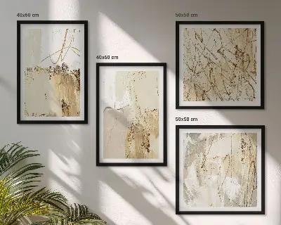 Polyptyque 2 cadres motifs abstraits beige et blanc