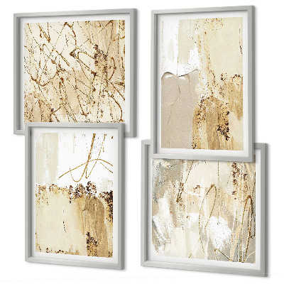 Polyptyque z cadres Motifs abstraits beige blanc