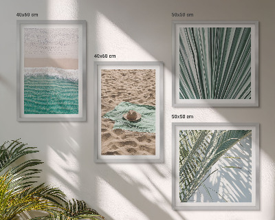 Ensemble de 4 tableaux Vue sur la plage et la mer pendant les vacances