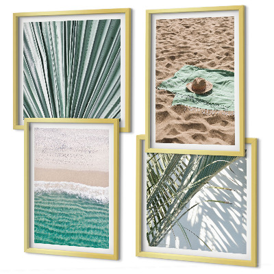 Ensemble de 4 tableaux Vue sur la plage et la mer pendant les vacances