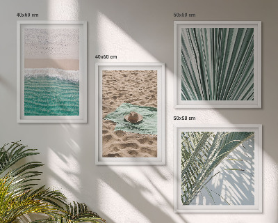 Ensemble de 4 tableaux Vue sur la plage et la mer pendant les vacances