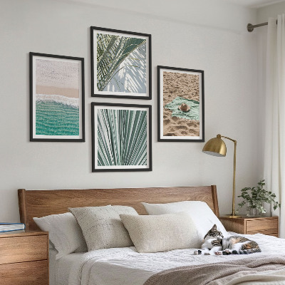 Ensemble de 4 tableaux Vue sur la plage et la mer pendant les vacances