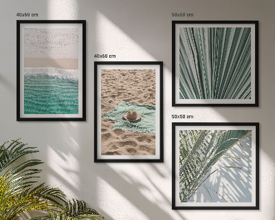 Ensemble de 4 tableaux Vue sur la plage et la mer pendant les vacances