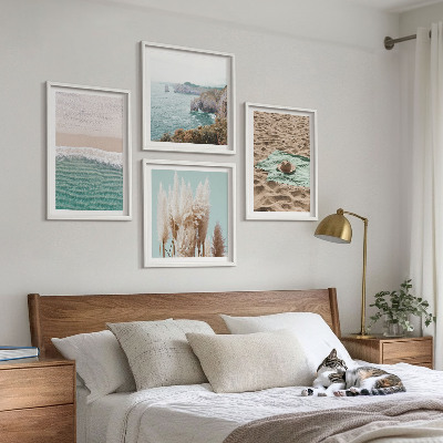 Mur de tableaux Chapeau en herbe sur les vagues de la plage