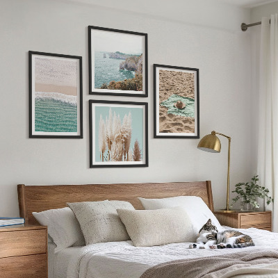 Mur de tableaux Chapeau en herbe sur les vagues de la plage