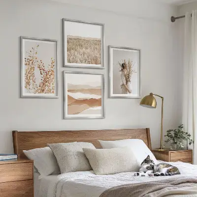 Polyptyque de 4 cadres motifs végétaux au style bohème