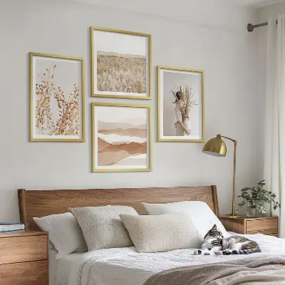 Polyptyque de 4 cadres motifs végétaux au style bohème