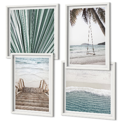 Ensemble de 4 tableaux Vacances tropicales