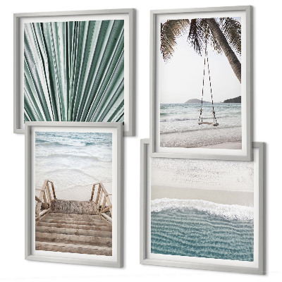 Ensemble de 4 tableaux Vacances tropicales