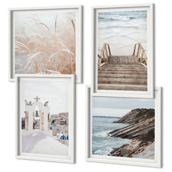 Architecture maritime de Santorin ensemble de 2 cadres polyptyque