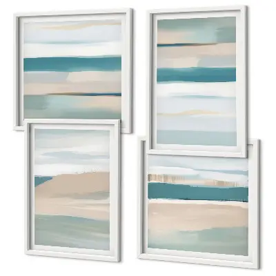 Paysages bleus abstraits ensemble de 4 tableaux