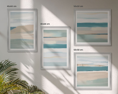 Ensemble de 4 tableaux Paysages bleus abstraits