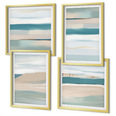 Ensemble de 4 tableaux Paysages bleus abstraits