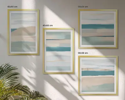 Paysages bleus abstraits ensemble de 4 tableaux