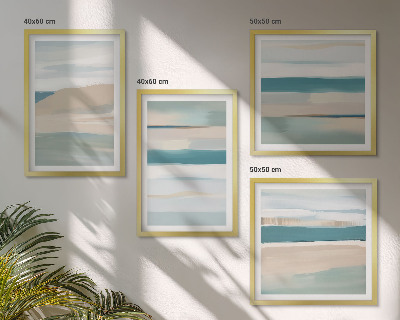 Ensemble de 4 tableaux Paysages bleus abstraits