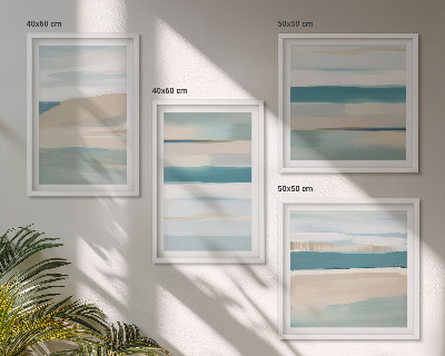 Ensemble de 4 tableaux Paysages bleus abstraits