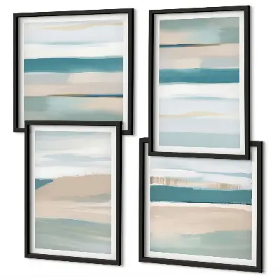 Paysages bleus abstraits ensemble de 4 tableaux