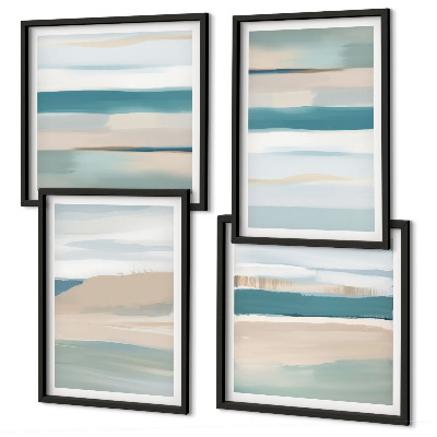 Ensemble de 4 tableaux Paysages bleus abstraits