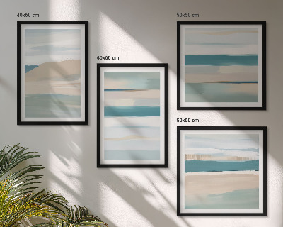 Ensemble de 4 tableaux Paysages bleus abstraits