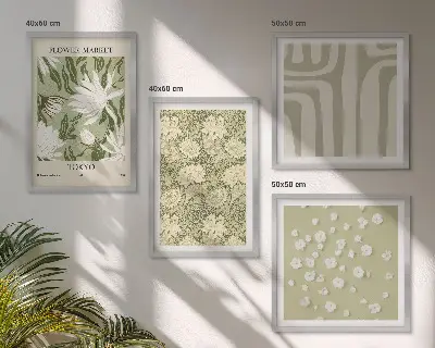 Polyptyque de 2 cadres compositions végétales bohèmes aux tons pastel