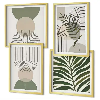 Ensemble de 4 tableaux feuilles abstraites style bohème ensemble de 4 tableaux