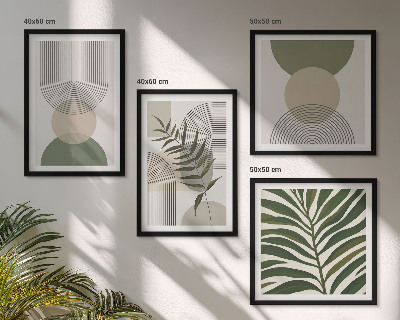 Ensemble de 4 tableaux Feuilles abstraites style bohème