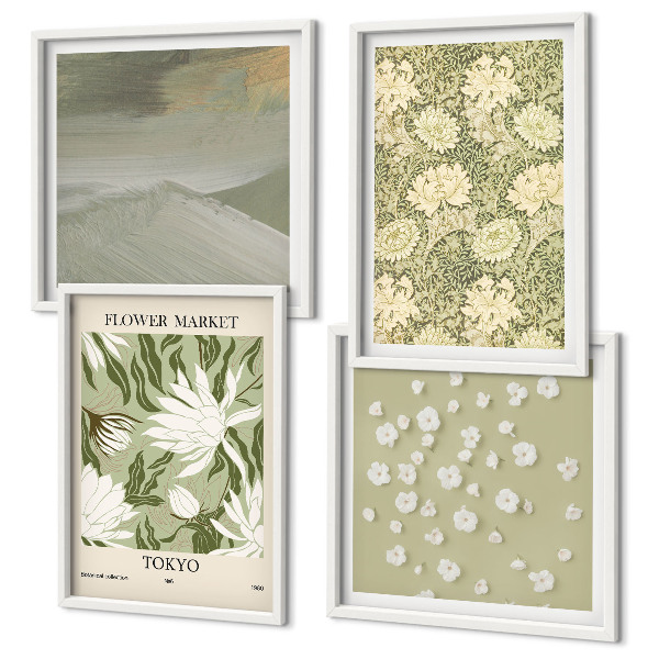 Mur de tableaux Abstractions florales de style bohème