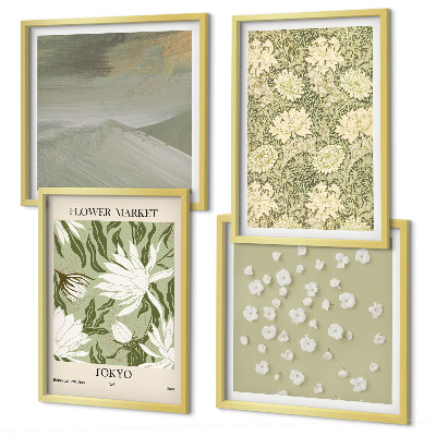 Mur de tableaux Abstractions florales de style bohème