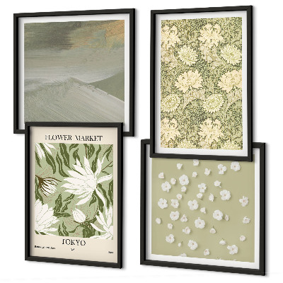 Mur de tableaux Abstractions florales de style bohème