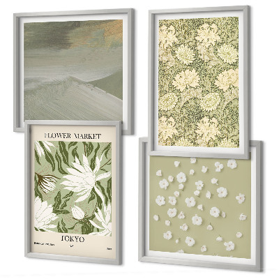 Mur de tableaux Abstractions florales de style bohème