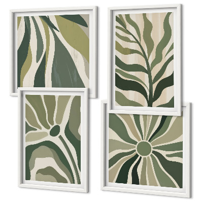 Mur de tableaux Feuilles peintes en vert