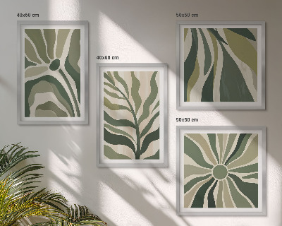 Mur de tableaux Feuilles peintes en vert