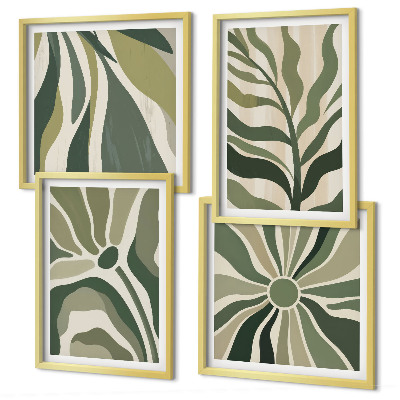 Mur de tableaux Feuilles peintes en vert