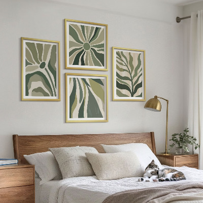 Mur de tableaux Feuilles peintes en vert