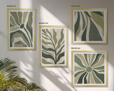 Mur de tableaux Feuilles peintes en vert