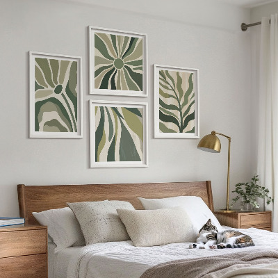 Mur de tableaux Feuilles peintes en vert