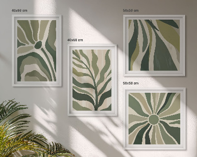 Mur de tableaux Feuilles peintes en vert
