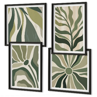 Mur de tableaux Feuilles peintes en vert