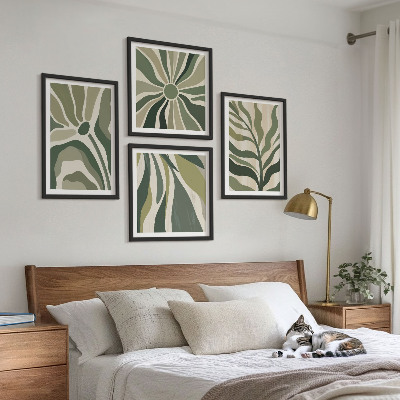 Mur de tableaux Feuilles peintes en vert