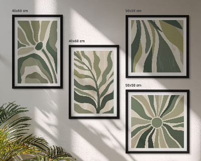 Mur de tableaux Feuilles peintes en vert