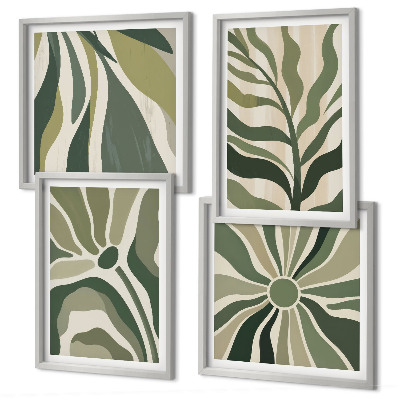 Mur de tableaux Feuilles peintes en vert