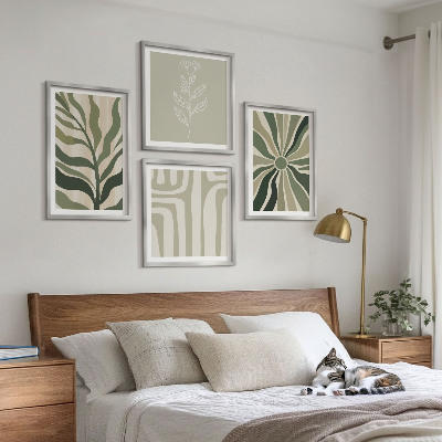 Polyptyque z cadres Motifs végétaux minimalistes verts