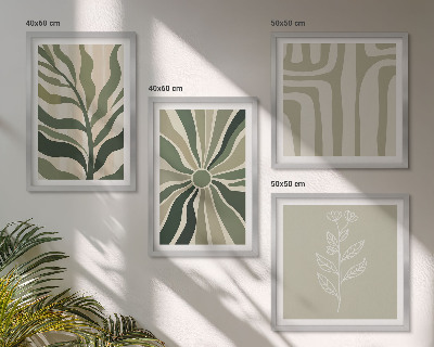 Polyptyque z cadres Motifs végétaux minimalistes verts